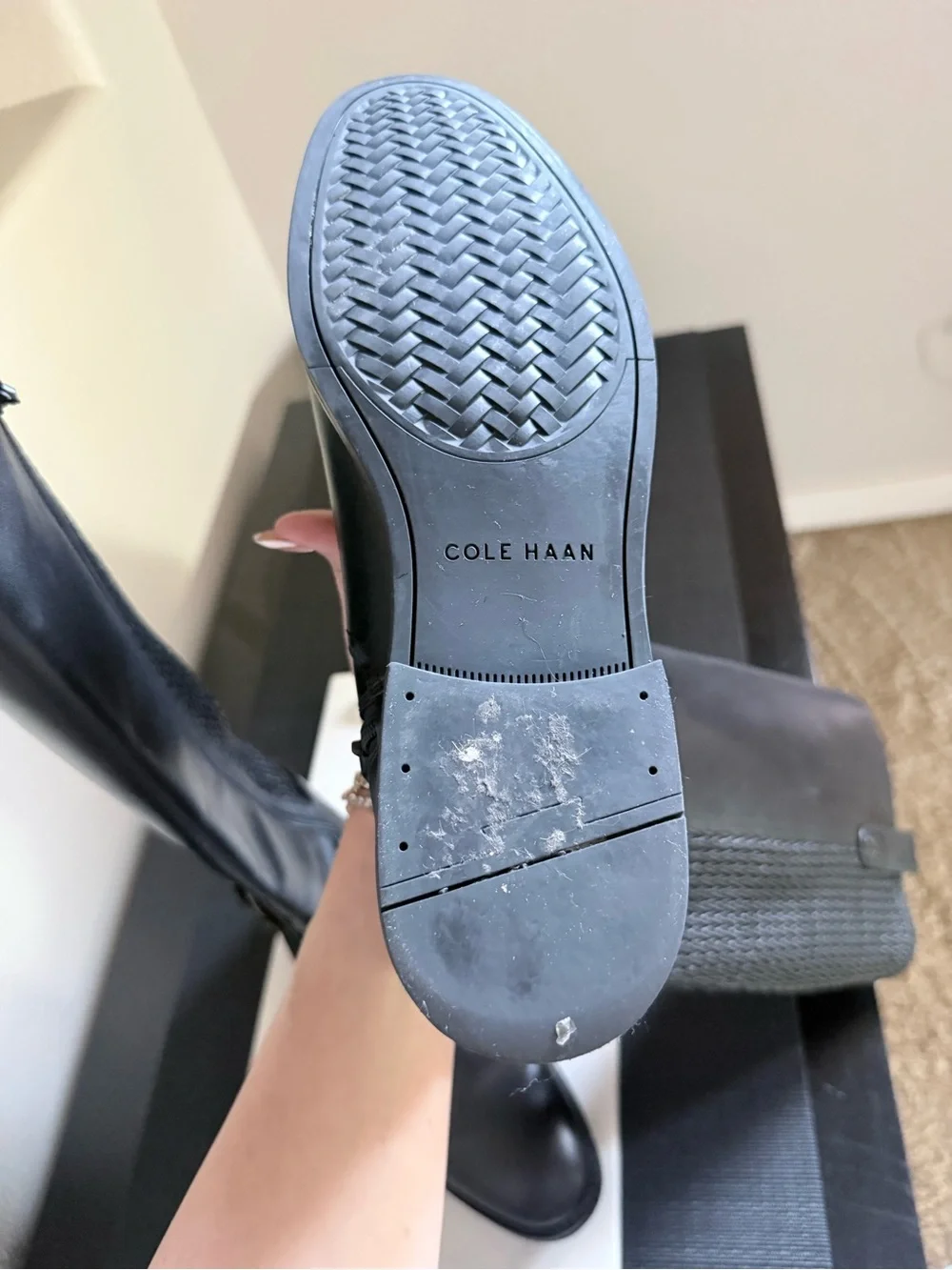 Cole Haan Women's Black Knee-High Leather Riding Boots Size 10